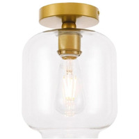 Living District Collier 1-Light Metal & Glass Flush Mount in Brass/Clear