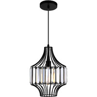 CWI Lighting Alethia 1 Light Down Contemporary Metal Pendant in Black