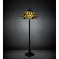 Meyda Tiffany 229131 Three Light Floor Lamp from Tiffany Hanginghead Dragonfly Collection in Mahogany Bronze Finish, 20.00 inches