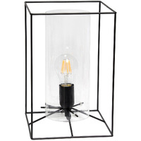 Lalia Home Contemporary Black Framed Table Lamp ith Clear Cylinder Glass Shade - Large