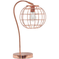 Lalia Home Decorative Arched Metal Cage Table Lamp, Rose Gold