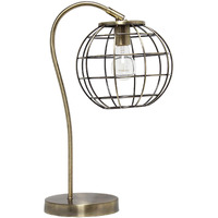 Lalia Home Decorative Arched Metal Cage Table Lamp, Antique Brass