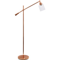 Lalia Home Decorative Sing Arm Floor Lamp ith Clear Glass Cylindrical Shade, Rose Gold