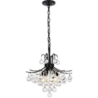 Elegant Lighting Toureg 16  Metal and Crystal Pendant in Black