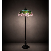 Meyda Tiffany 37706 Mica Three Light Floor Lamp from Tiffany Cabbage Rose Collection Dark Finish, 22.00 inches, Mahogany Bronze