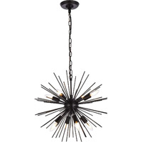 Living District Timber 8-Light Contemporary Metal Pendant in Black