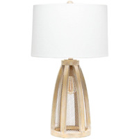 Lalia Home Wood Arch Farmhouse Table Lamp in Natural with White Shade