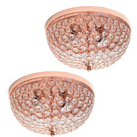 Lalia Home Crystal Glam 2 Light Ceiling Flush Mount 2 Pack, Rose Gold