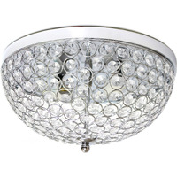 Lalia Home Crystal Glam 2 Light Ceiling Flush Mount, Chrome