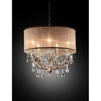 Silver and Pink Faux Crystal Hanging Chandelier Lamp