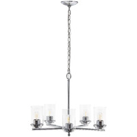 Lalia Home 5-Light 20.5  Classic Contemporary Clear Glass and Metal Hanging Pendant Chandelier, Chrome