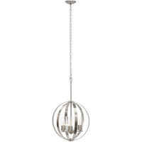 Lalia Home 3-Light 18  Adjustable Industrial Globe Hanging Metal and Clear Glass Ceiling Pendant, Brushed Nickel