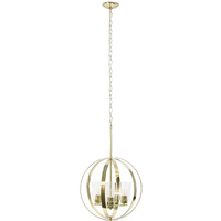 Lalia Home 3-Light 18  Adjustable Industrial Globe Hanging Metal and Clear Glass Ceiling Pendant, Gold