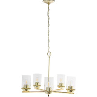 Lalia Home 5-Light 20.5  Classic Contemporary Clear Glass and Metal Hanging Pendant Chandelier, Gold