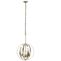 Lalia Home 3-Light 18  Adjustable Industrial Globe Hanging Metal and Clear Glass Ceiling Pendant, Antique Brass