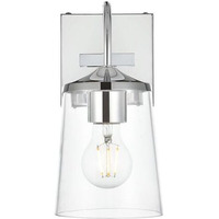 Living District Avani 1-Light Iron & Glass Bath Sconce in Chrome and Clear