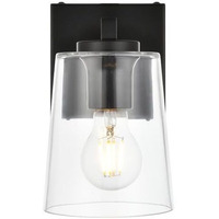 Living District Kacey 1-Light Iron & Glass Bath Sconce in Black/Clear