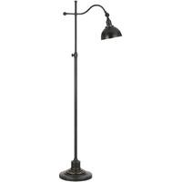 HomeRoots 526263 60 in. Adjustable Traditional Shaped Floor Lamp with Black Dome Shade Bronze