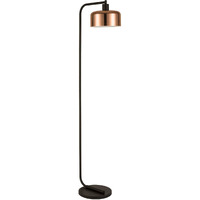 HomeRoots 523537 57 in. Black Arched Floor Lamp with Copper No Pattern Bell Shade