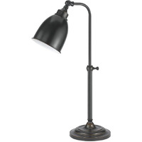 HomeRoots 524650 27 x 7 x 15 in. Bronze Metal Adjustable Table Lamp with Bronze Dome Shade