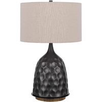 HomeRoots 524739 29 in. Metal Table Lamp with Drum Shade Gray & Brown