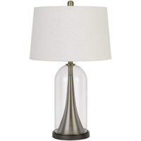 HomeRoots 524714 29 in. Metal Table Lamp with Empire Shade Clear & White