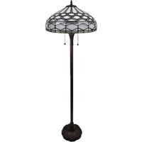 HomeRoots 478084 62 x 18 x 18 in. Brown Two Light Traditional Shaped Floor Lamp with White Stained Glass Bowl Shade