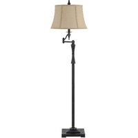 HomeRoots 526258 61 in. Bronze Swing Arm Floor Lamp with Brown Square Shade