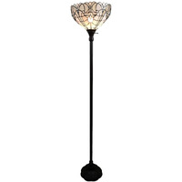 HomeRoots 478089 62 x 14 x 14 in. Brown Traditional Shaped Floor Lamp with White Stained Glass Bowl Shade