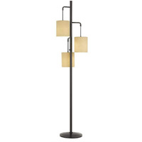 HomeRoots 526272 72 in. Three Light Traditional Shaped Floor Lamp with Beige Drum Shade Bronze