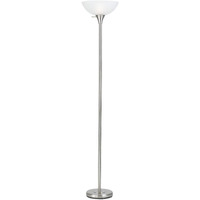 HomeRoots 526230 70 in. Nickel Torchiere Floor Lamp with White Frosted Glass Dome Shade