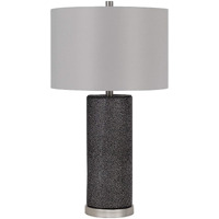 HomeRoots 524771 27 in. Metal Table Lamp with Gray Drum Shade Black