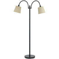 HomeRoots 526259 65 in. Two Light Traditional Shaped Floor Lamp with Tan Square Shade Bronze