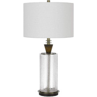 HomeRoots 524712 30 in. Metal Table Lamp with Empire Shade Clear & White