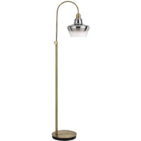 HomeRoots 526292 61 in. Adjustable Arc Floor Lamp with Antiqued Brass Mirrored Glass Novelty Shade Brass