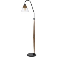 HomeRoots 526327 71 in. Traditional Shaped Floor Lamp with Clear Transparent Glass Empire Shade Brown