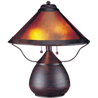 HomeRoots 524679 17 in. Rust Metal Two Light Table Lamp with Amber Empire Shade