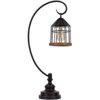 HomeRoots 524676 31 in. Metal Table Lamp with Bronze Cage Shade Bronze