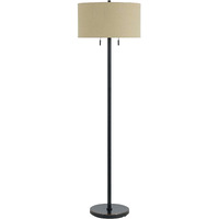 HomeRoots 526261 59 in. Bronze Two Light Traditional Shaped Floor Lamp with Brown Rectangular Shade