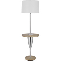 HomeRoots 526308 61 in. Tray Table Floor Lamp with White Square Shade Chrome