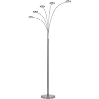 HomeRoots 526323 82 in. Nickel Five Light LED ARC Floor Lamp White