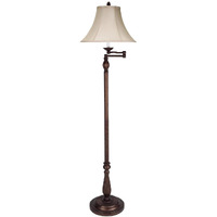 HomeRoots 526338 62 in. Rusted Swing Arm Floor Lamp with Champagne Bell Shade