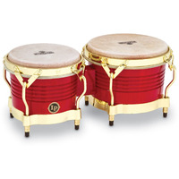 Latin Percussion M201-RW LP Matador Wood Bongos - Blaze Red/Gold Tone 8.625-inch