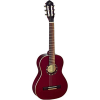 Ortega Guitars R121-1/2WR Family Series 1/2 Body Size Nylon 6-String Guitar with Spruce Top, Mahogany Body, Wine Red Gloss