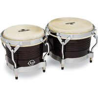 Latin Percussion M201 LP Matador Wood Bongos - Dark Brown/Chrome 8.625-inch