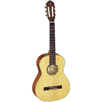 Ortega Guitars 6 String Family Series 3/4 Size Nylon Classical Guitar w/Bag, Right, Spruce Top-Natural-Satin, (R121-3/4)