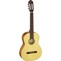 Ortega Guitars 6 Family Series Size Nylon String Classical Guitar w/Bag, Right, Spruce Top-Natural-Satin, Full - Slim Neck (R121SN)