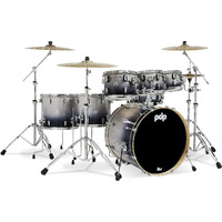 PDP By DW 7-Piece Concept Maple Shell Pack with Chrome Hardware Silver to Black Fade