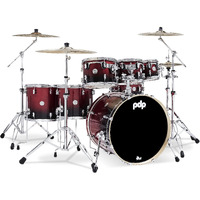 PDP By DW 7-Piece Concept Maple Shell Pack with Chrome Hardware Red to Black Fade