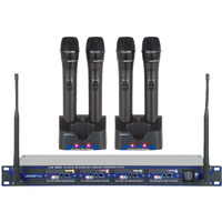 VocoPro UHF580510 Professional Rechargeable 4-Channel UHF Wireless Microphone System